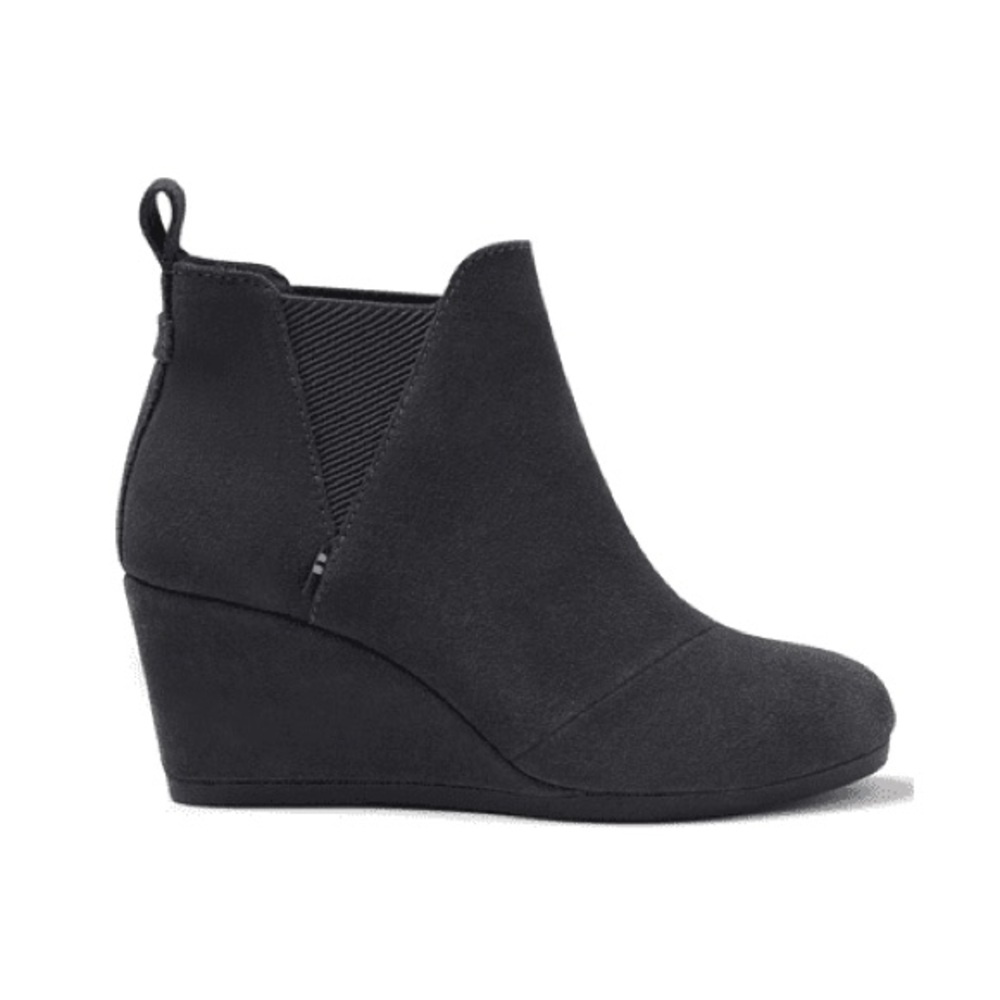 Toms Kelley black suede‎ wedge booties